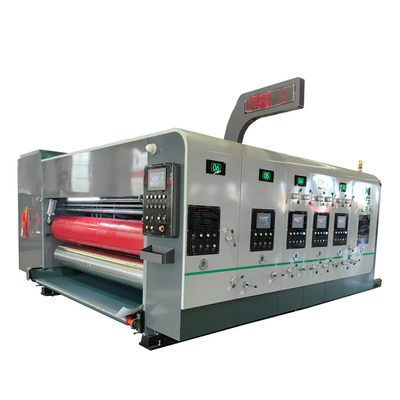 เครื่องพิมพ์แบบอัตโนมัติแบบ flexo 4 สี เครื่องสล็อตเตอร์ เครื่องตัดแบบเจาะ