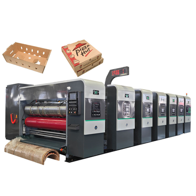 ด้านล่างพิมพ์ 4 สีกล่อง corrugated สายการผลิตกล่องกล่องกระป๋องกล่องบรรจุกล่อง corrugated Box Slotter เครื่องตัดเจาะ